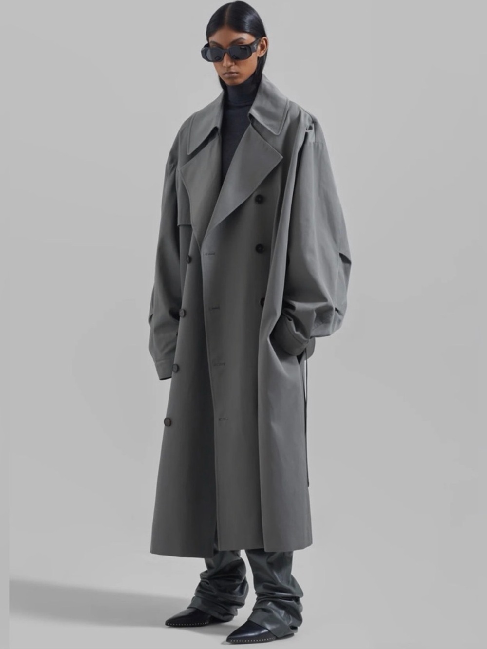 *ISO* Oversized Double-Breasted Gray Trench